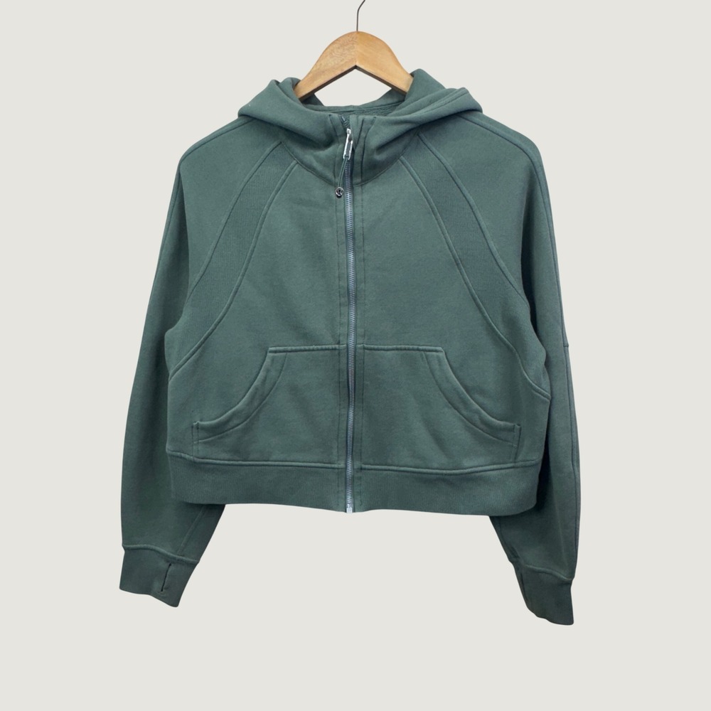 Lululemon Scuba Full Zip Cropped Hoodie XS/S Green Tidewater Teal Athleisure‎